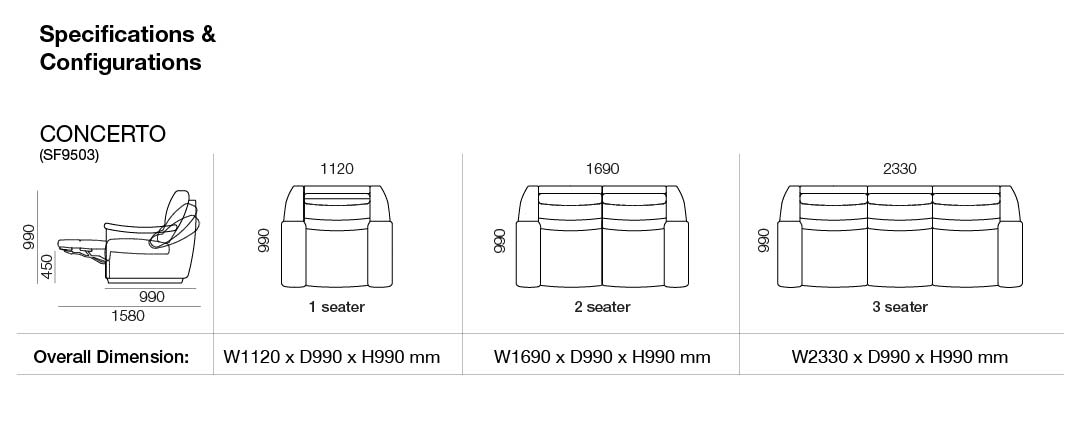 Concerto Sofa spec drawing